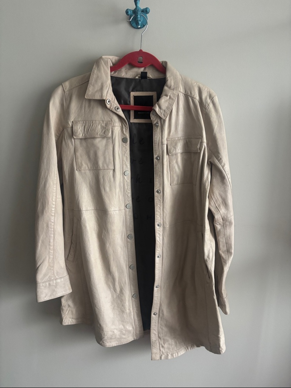 Beige Leather Jacket size 6